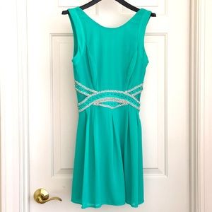 HP 🌺 Crystal Doll Dress 7 (Junior) Green Sleeveless Homecoming Prom Party Sheer